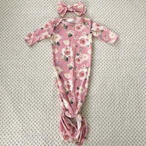 Floral newborn baby knotted sleep gown